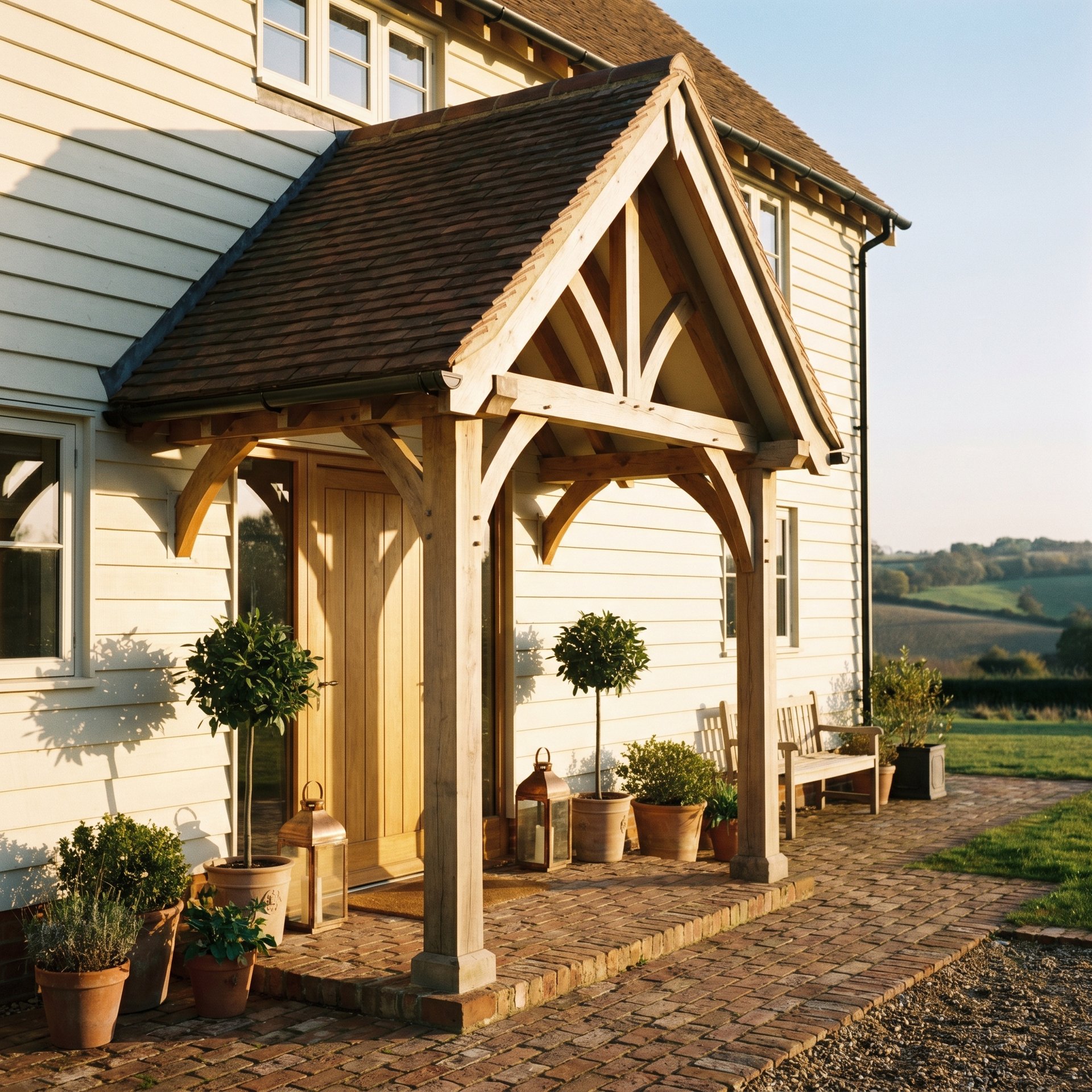 Modern farmhouse oak porch