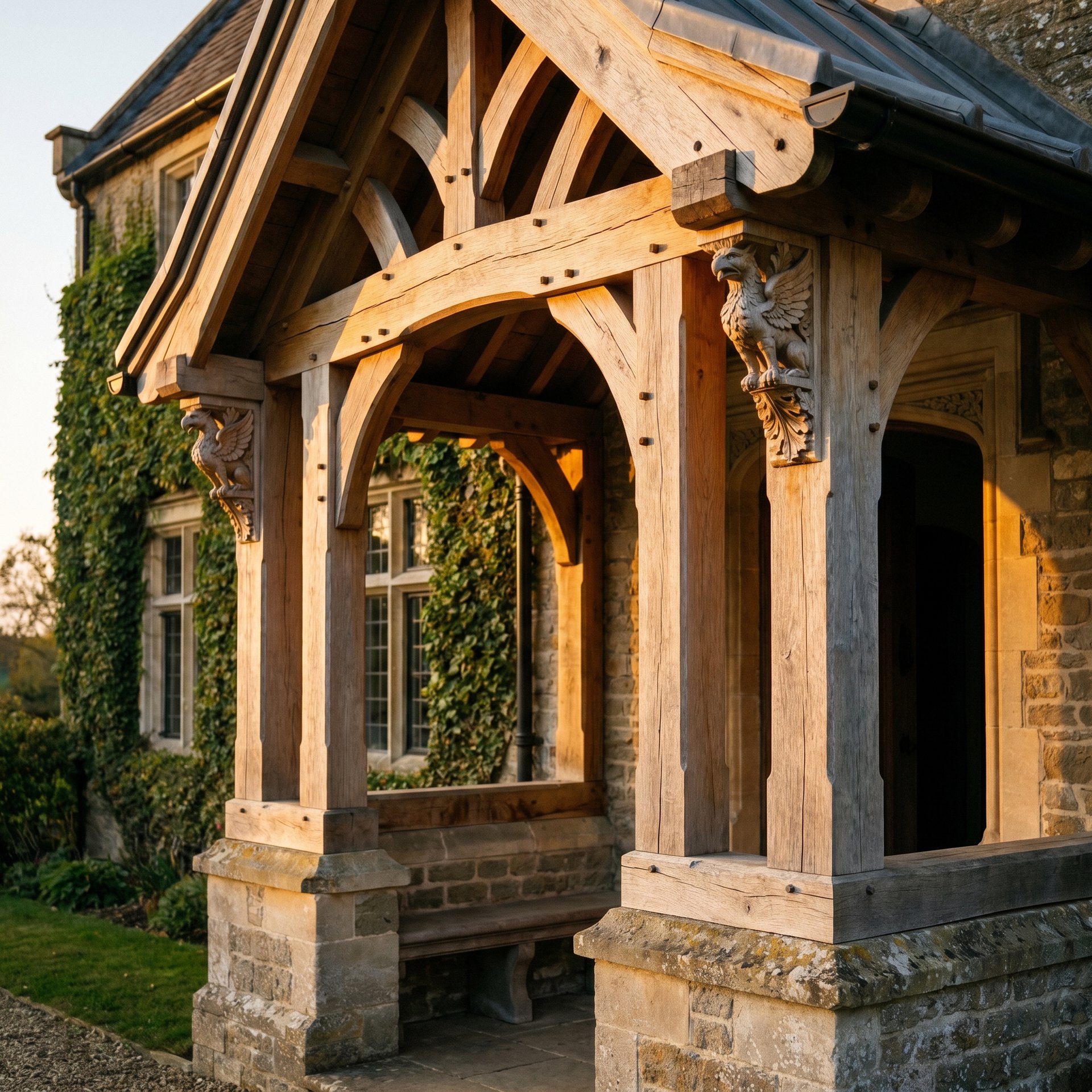 Period manor oak porch