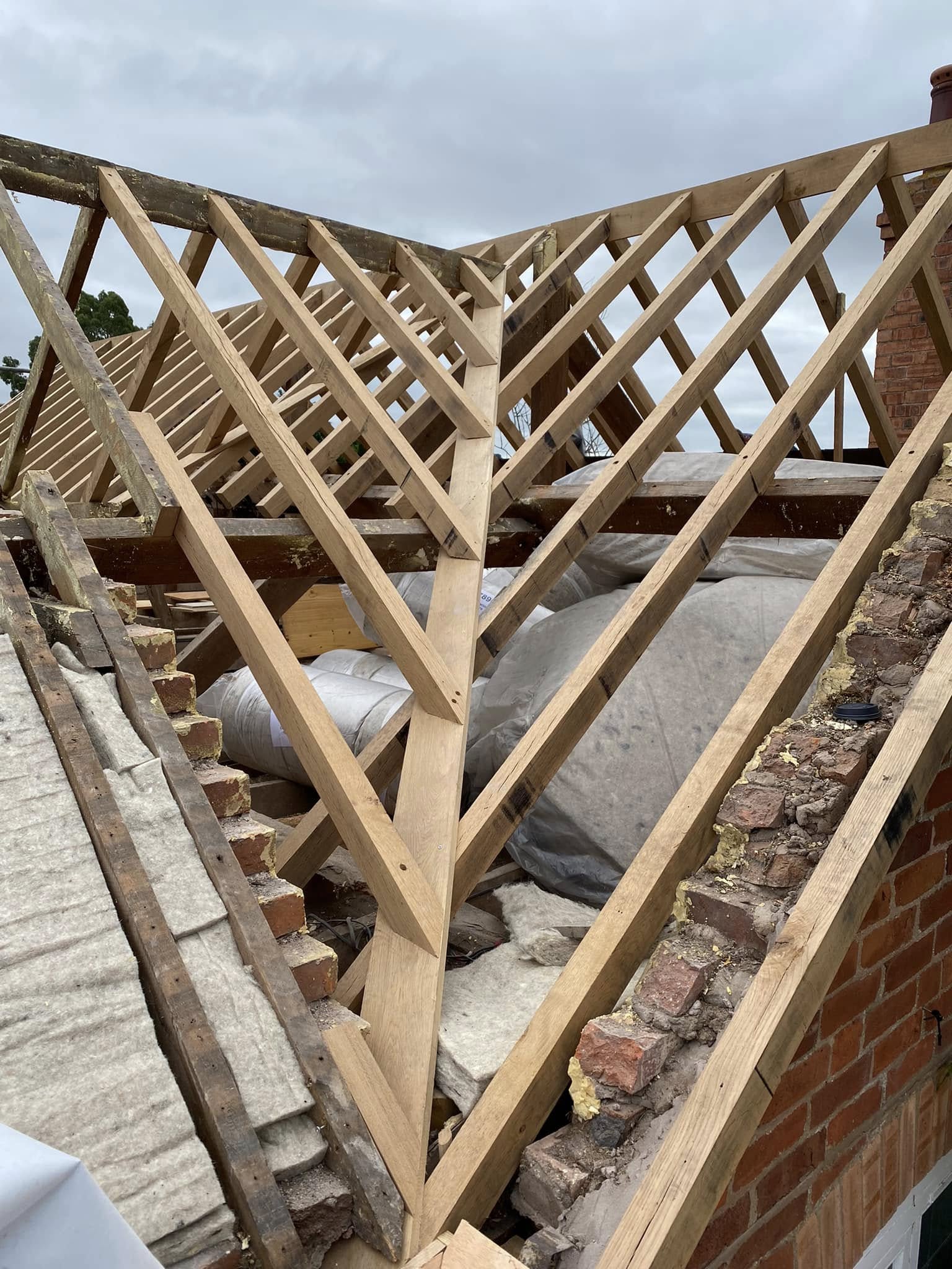 Completed oak roof